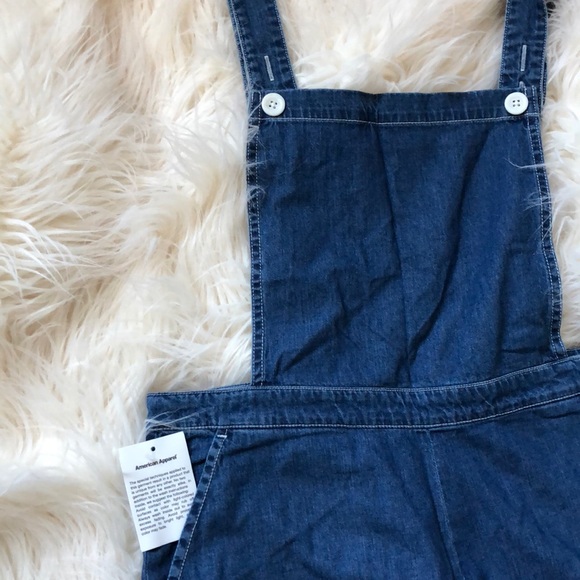 American apparel denim color wide leg overalls - Picture 3 of 8
